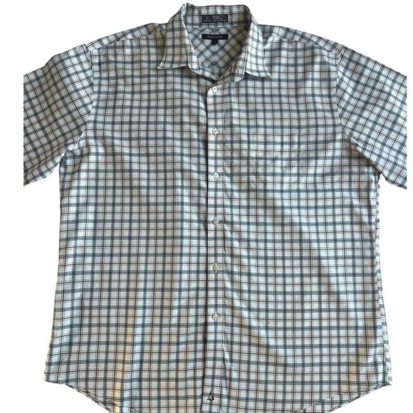 Nordstrom Cream Plaid Wrinkle Free Button Down 100%Cotton  Long Sleeve Shirt XXL - Picture 10 of 14